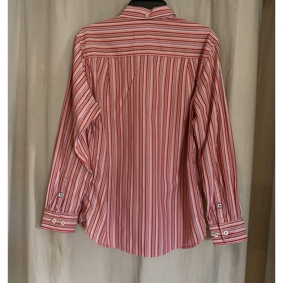 Tommy Bahama Jeans Red Orange Striped Cotton Button Up Shirt Men’s Size Small - Picture 8 of 12